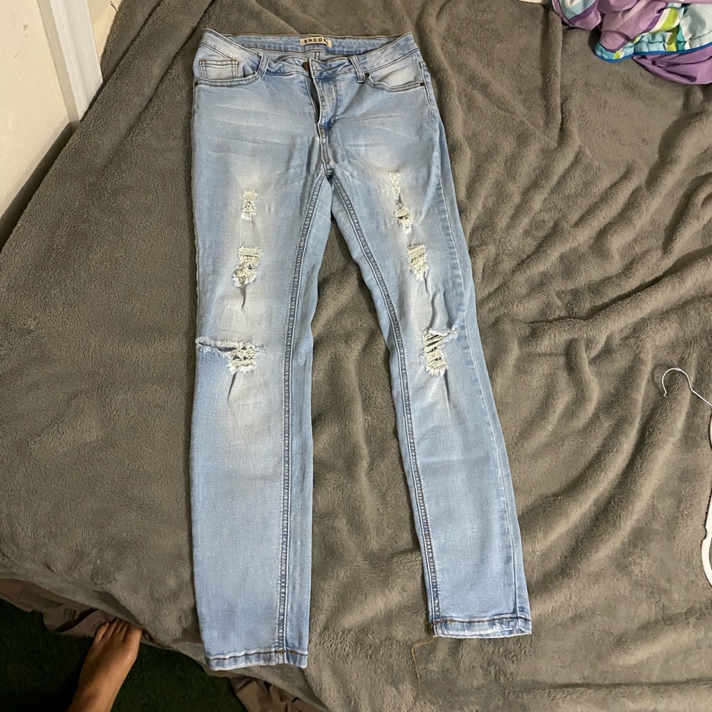 Distressed Light Blue Skinny Jeans